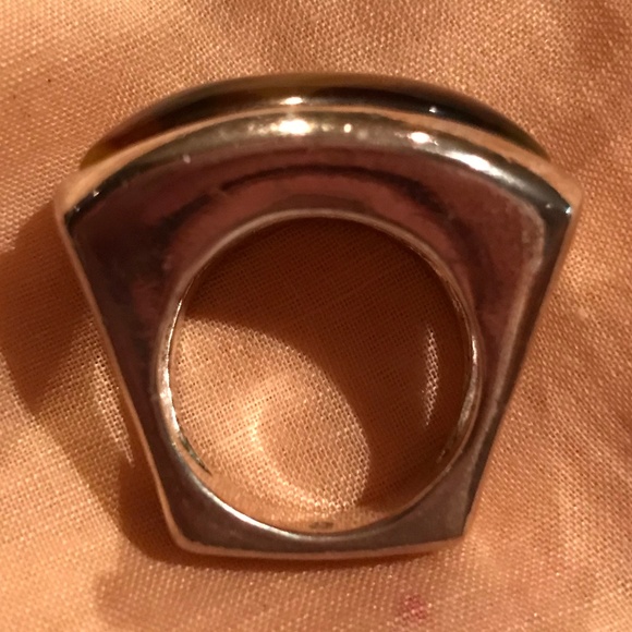 Elegant Silver and Brown Women's Ring - Picture 3 of 7